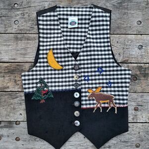 Vintage Threads On Threads Medium Women's Christmas Xmas Holiday Tux Vest Top